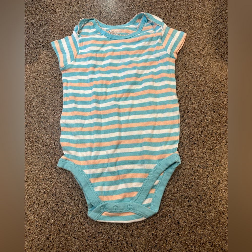 Striped Blue and White Kids One Piece